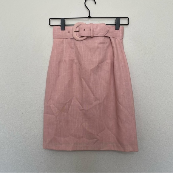Vintage ninon de lenclos vintage belted pink pencil skirt has a stain sz.3/4 - Picture 1 of 6